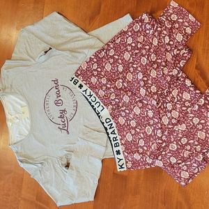 Lucky Brand Burgundy Pants PJ Set